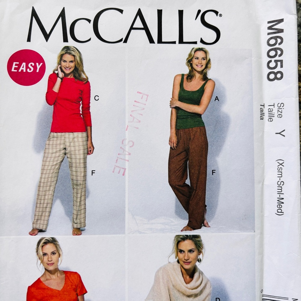 McCALL’S 6568 Sewing Pattern knit tops and pants BRAND NEW UNCUT Multi size